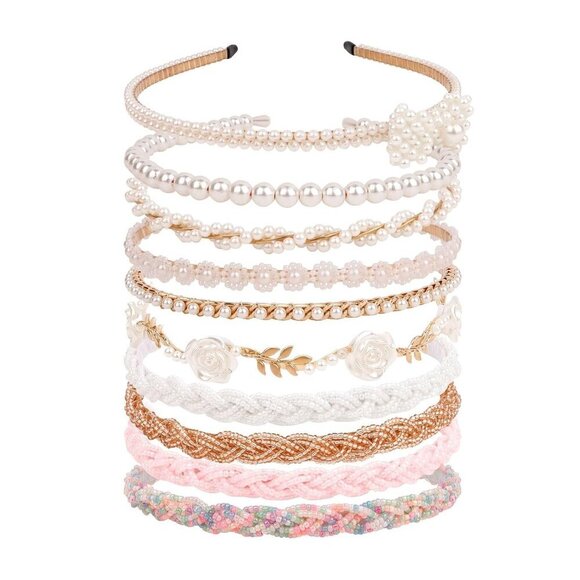 10Pcs Pearl Beaded Metal Headbands for Girls Women Elegant Hair Accessories main image 5